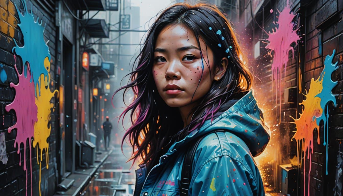 Vibrant Street Art Portrait of Amy Wong