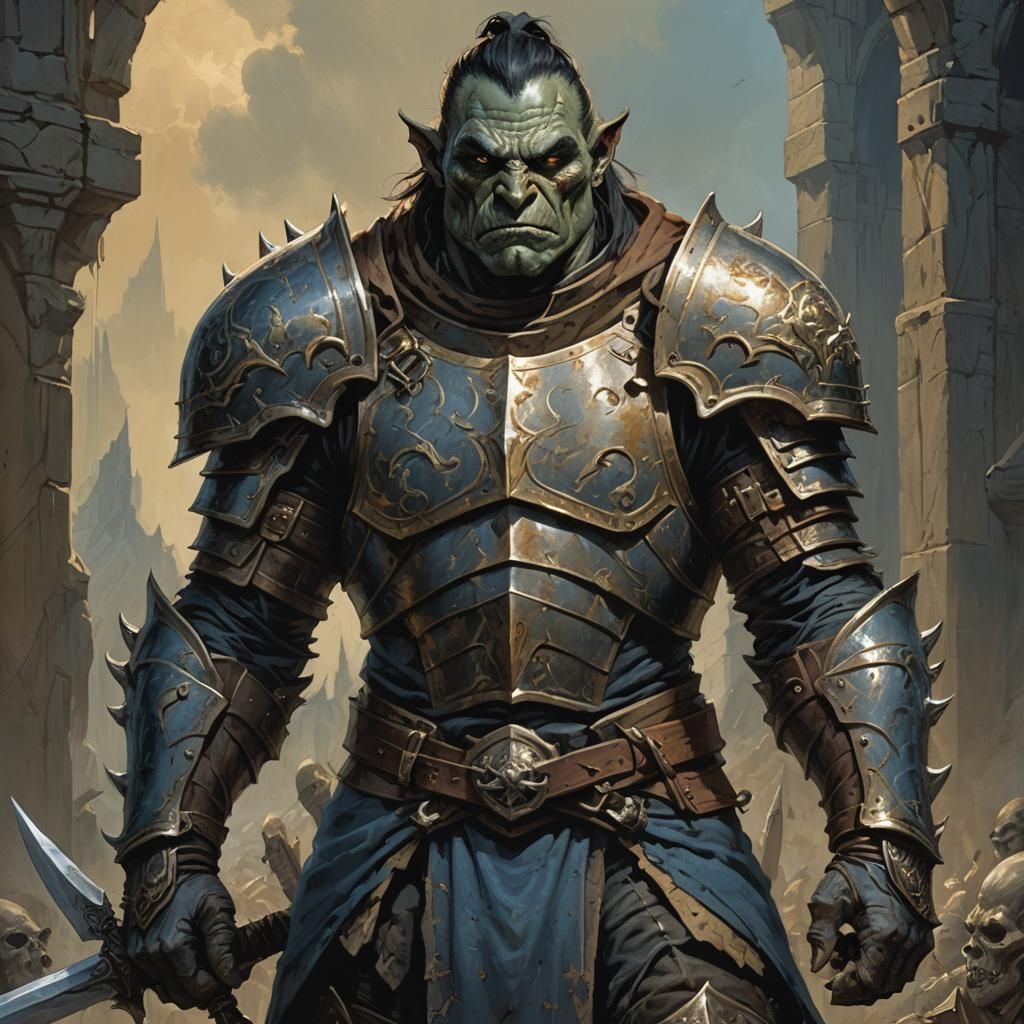 Orc Knight Concept Art in Dark Fantasy Style