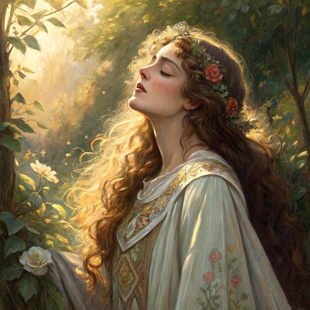 Lady of Avalon Sings in Golden Sunlight