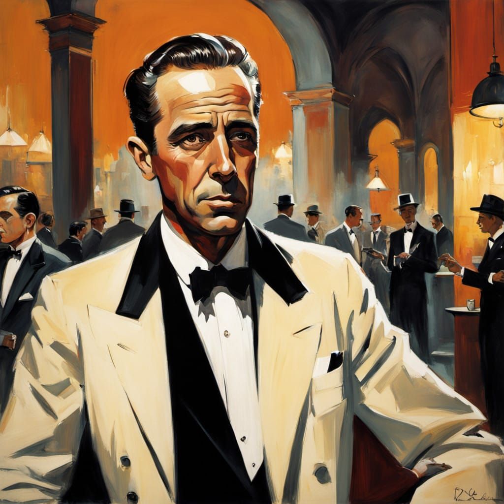 Classic Hollywood Icon Stepping into Rick's Café Américain