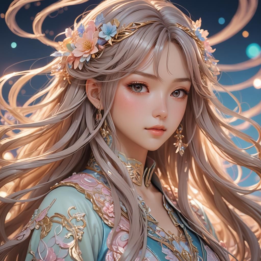 Anime Girl Portrait in Detailed 3D Art