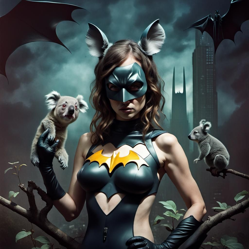 Batman Koala Hybrid Cosplay in Surrealist Style