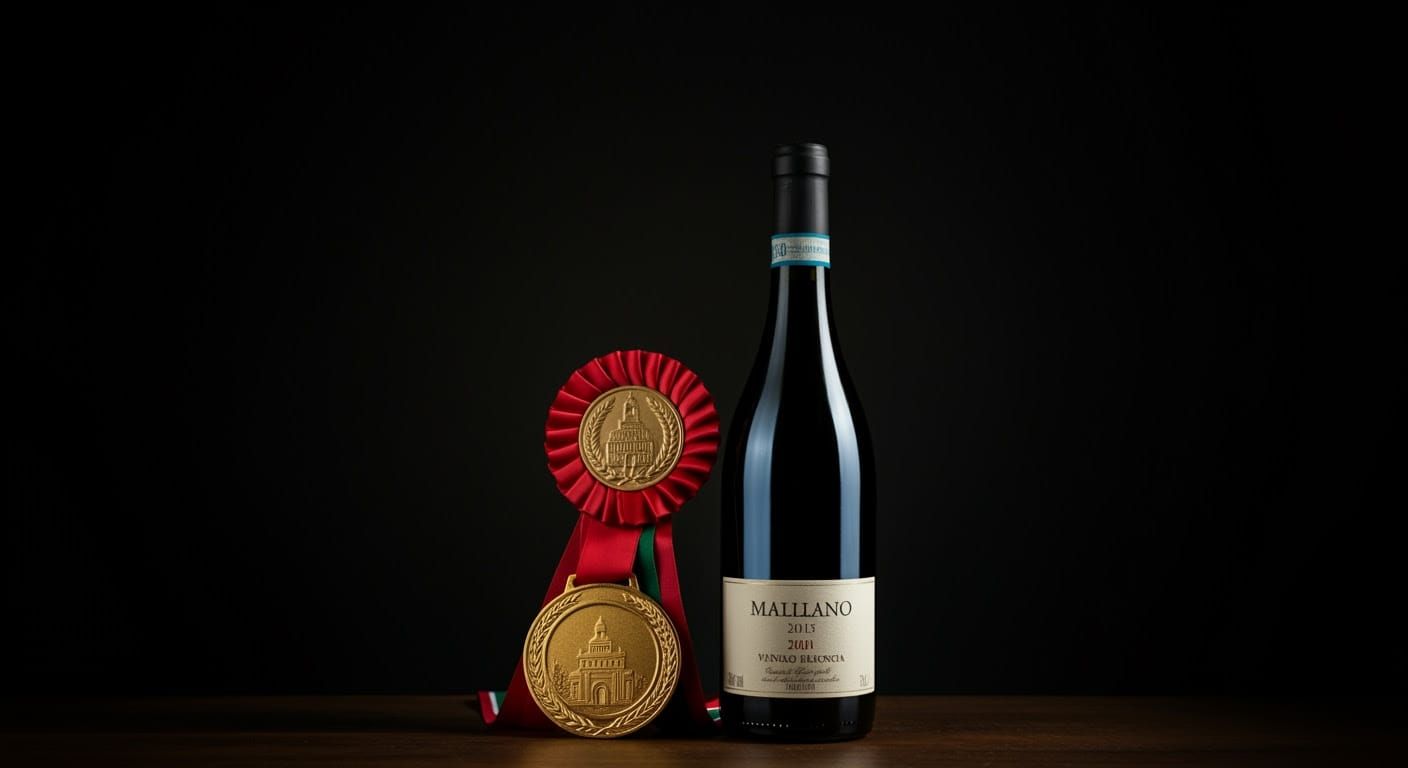 Gold Medal and Wine Bottle, Photorealistic Image