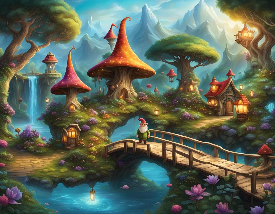 Enchanting Fantasy World with Elves and Gnomes