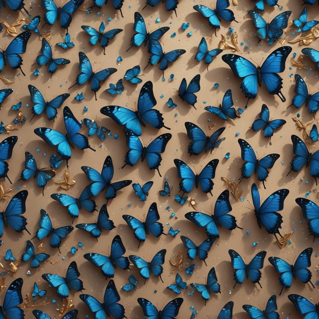 Sparkling Blue Butterfly in Detailed Digital Painting