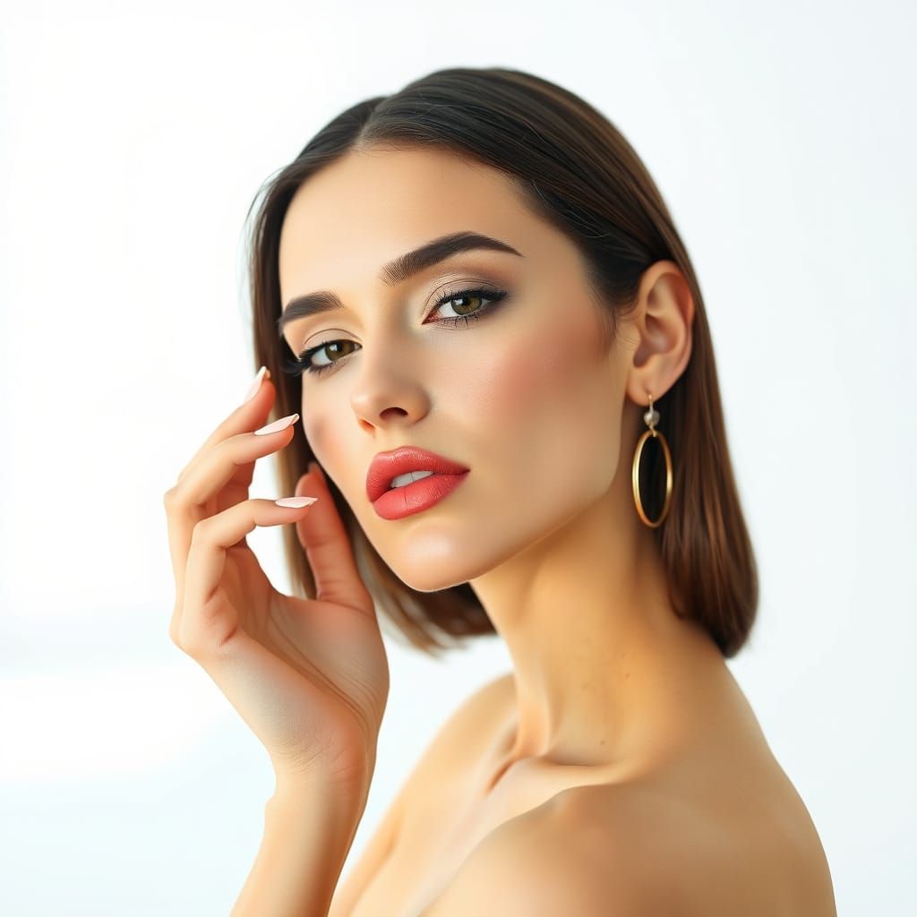 Elegant Woman with Geometric Makeup in Fashion Portrait