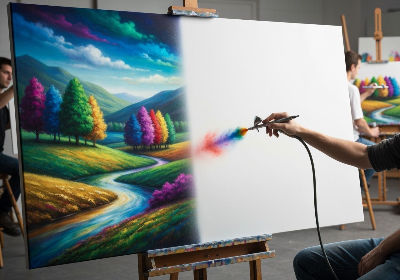 Airbrush Artist Painting a Surreal Landscape