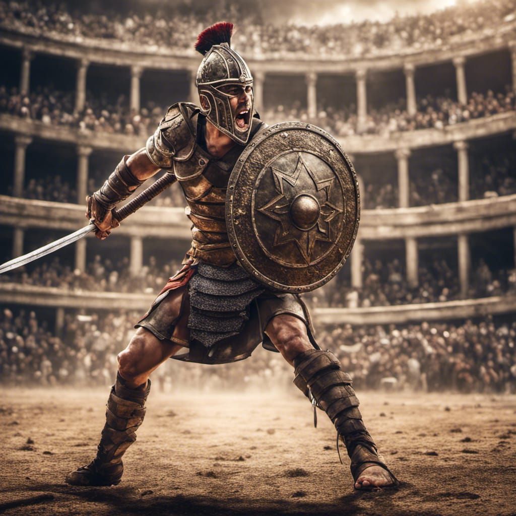 Gladiator Fight in Arena: Hyperrealistic Cinematic Capture