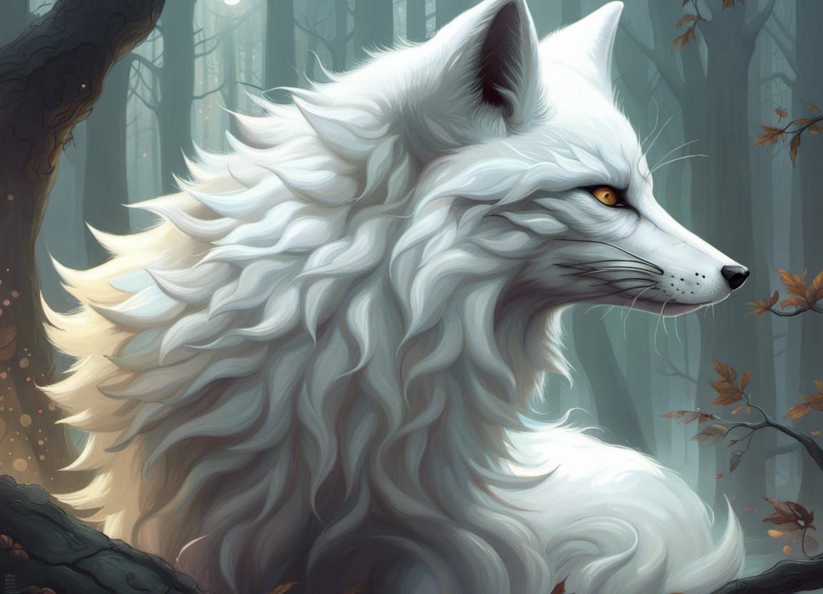 Elegant White Fox Fantasy Art