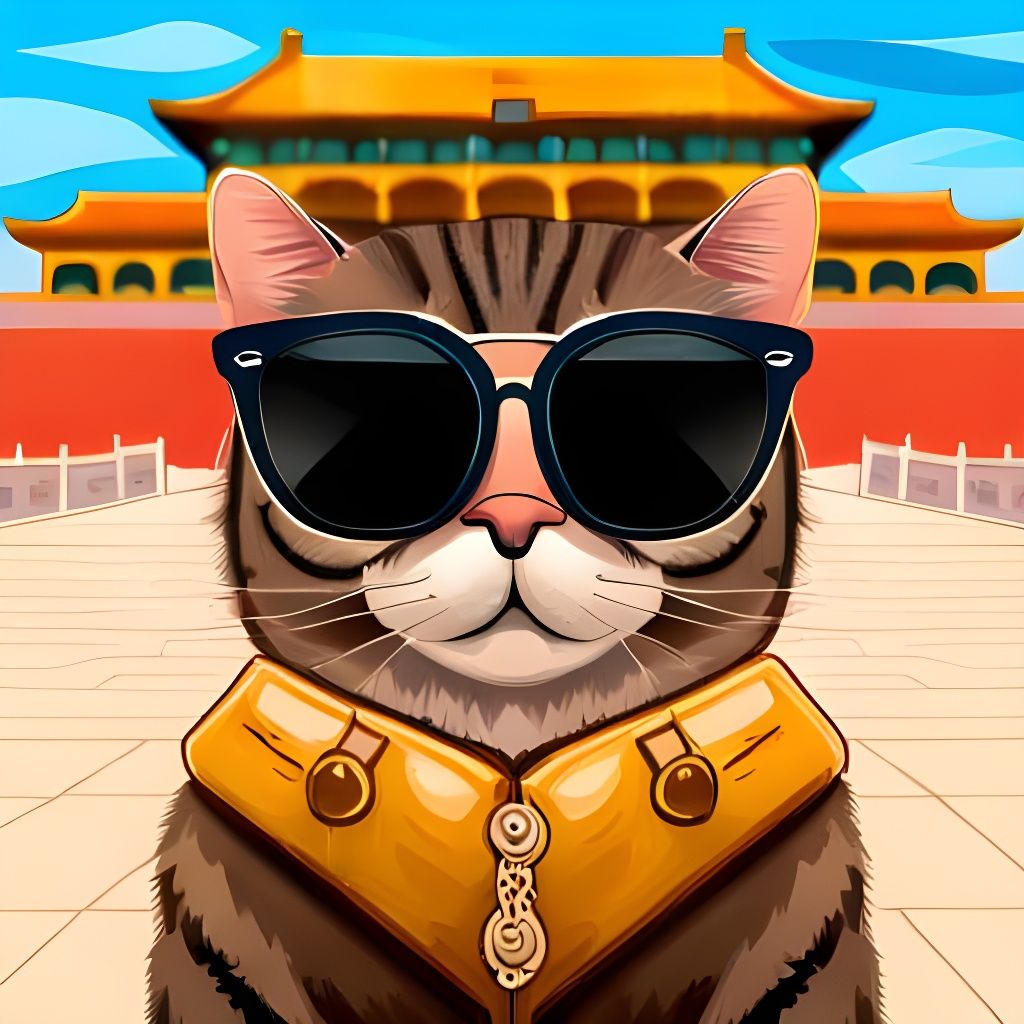 Cat Selfies at the Forbidden City in Wain Style