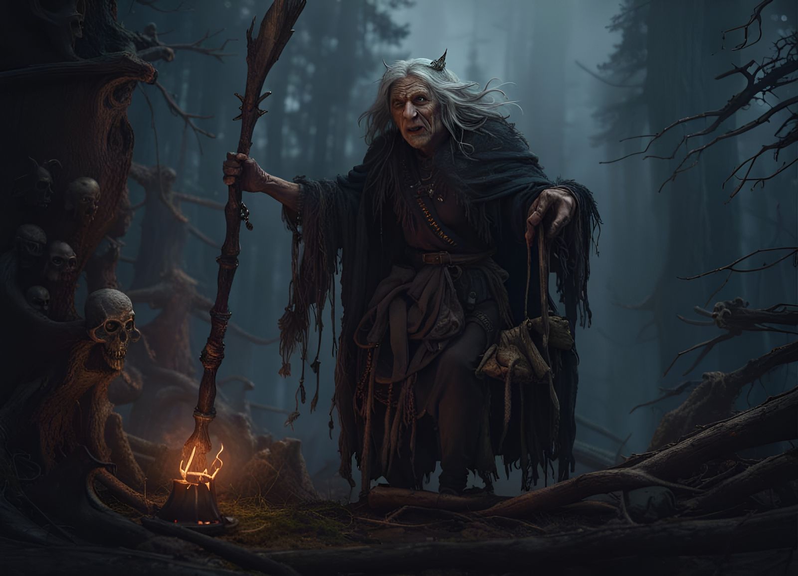 Baba Yaga: Powerful Witch in Detailed Matte Painting