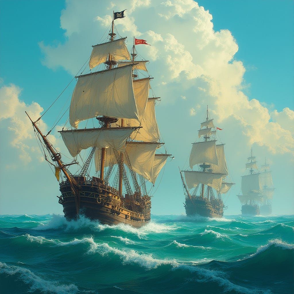 Pirate Ships on Choppy Seas: A Digital Seascape