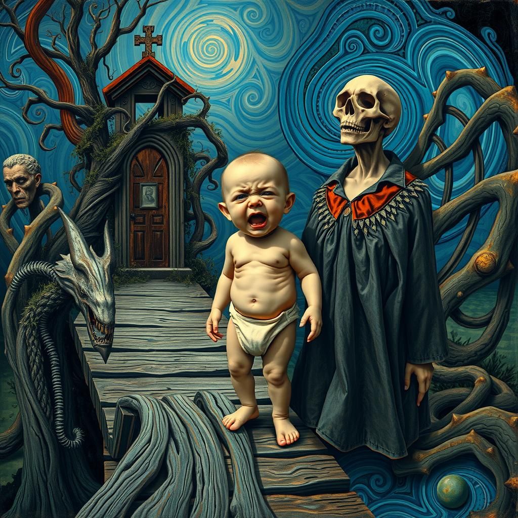 Vampire Infant's Anguish: Surrealist Horror
