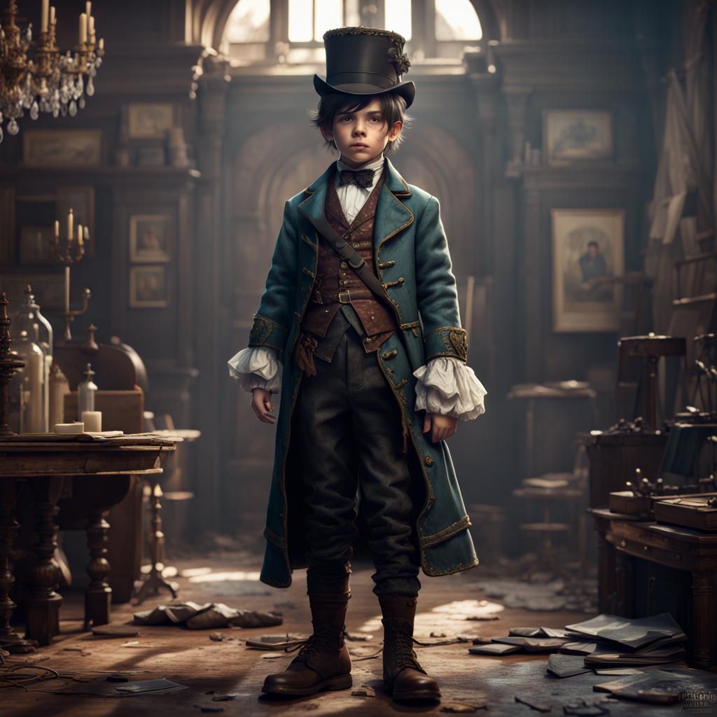 Victorian Boy in Ragged Costume: Fantasy Art