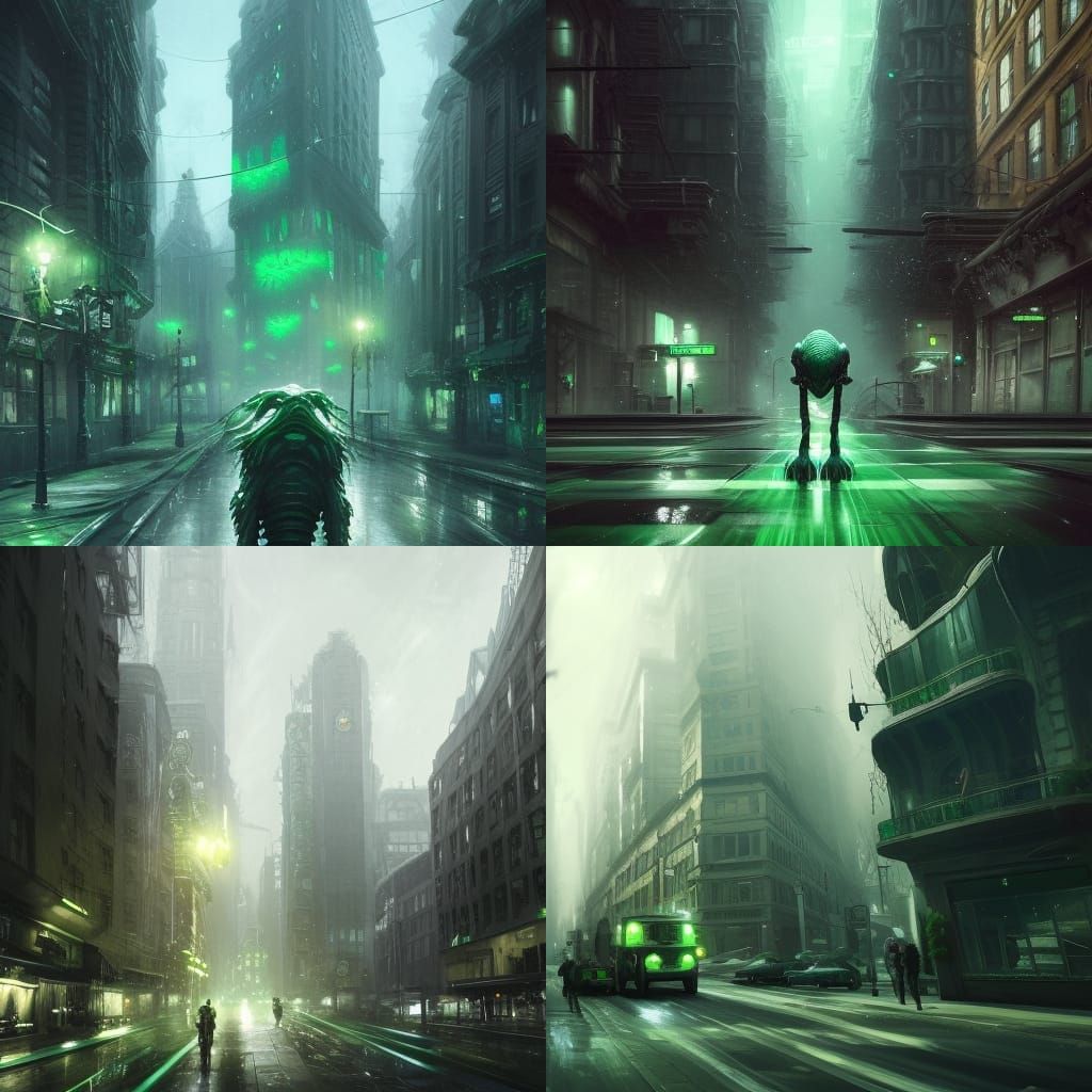 Lovecraftian Alien Creature Stalks City Streets