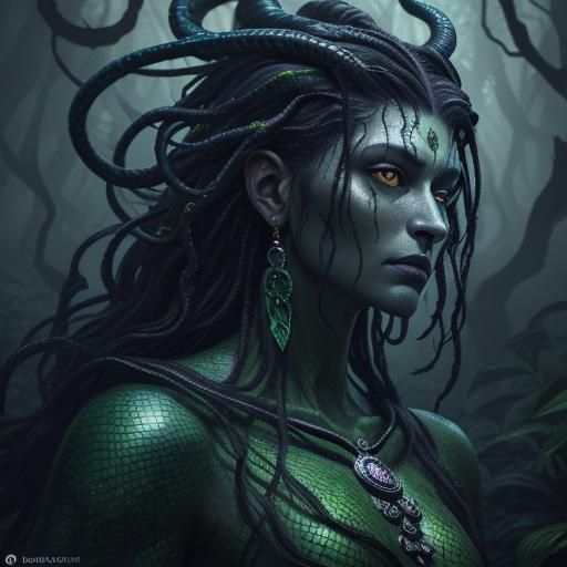 Mystical Medusa Portrait in a Dark Fantasy Style