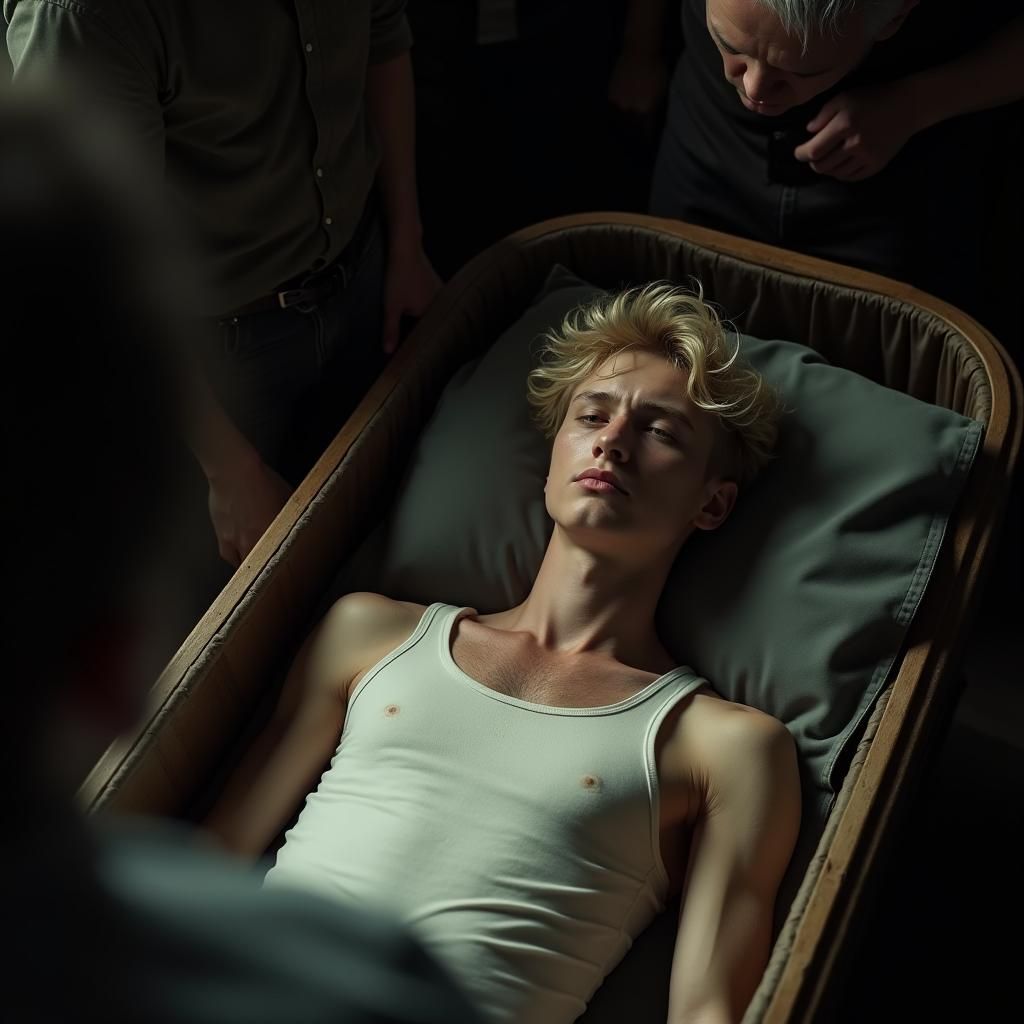 Man in Casket: Funeral in Cinematic Style