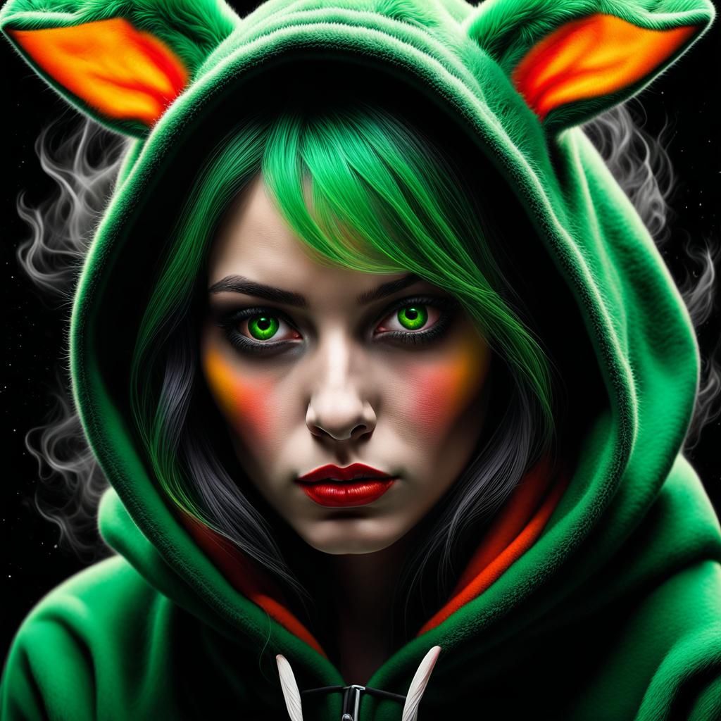 Surreal Ranger in Bunny Suit: German Expressionist Art