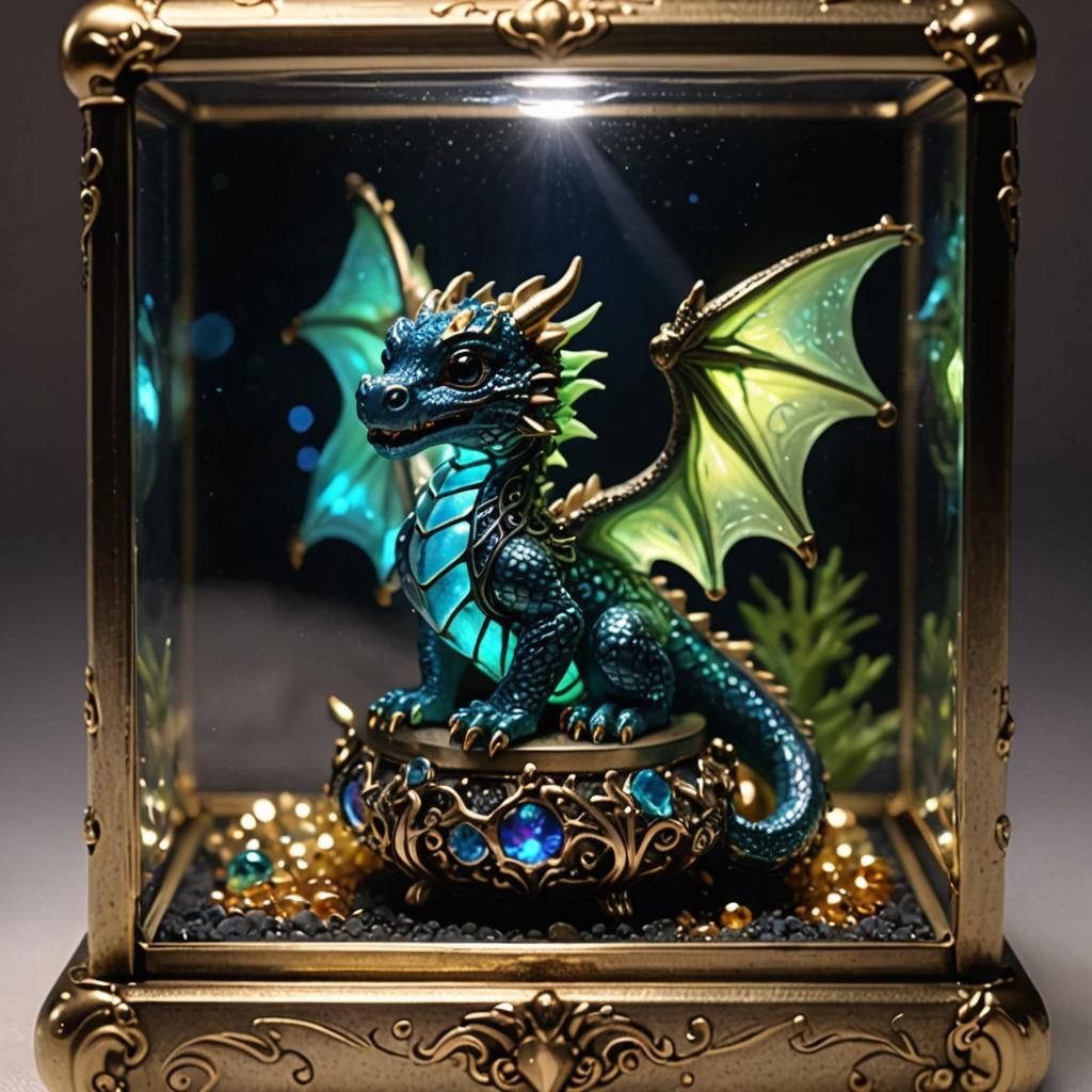 Cute Baby Dragon in Jewelry Box