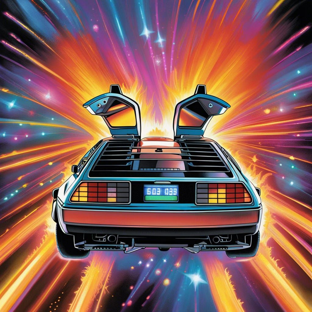 Back to the Future DeLorean in Psychedelic X-Ray