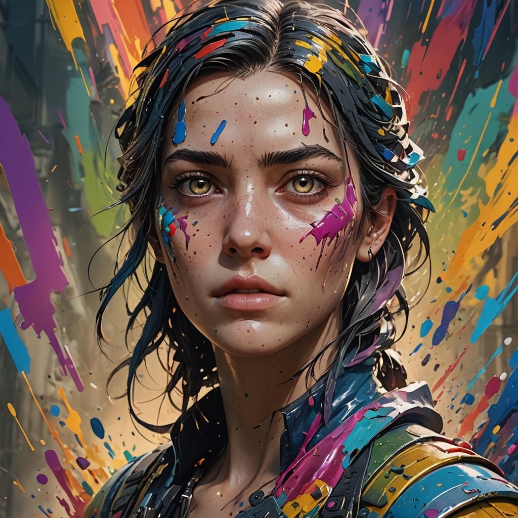 Colorful Paint Splash Art Portrait