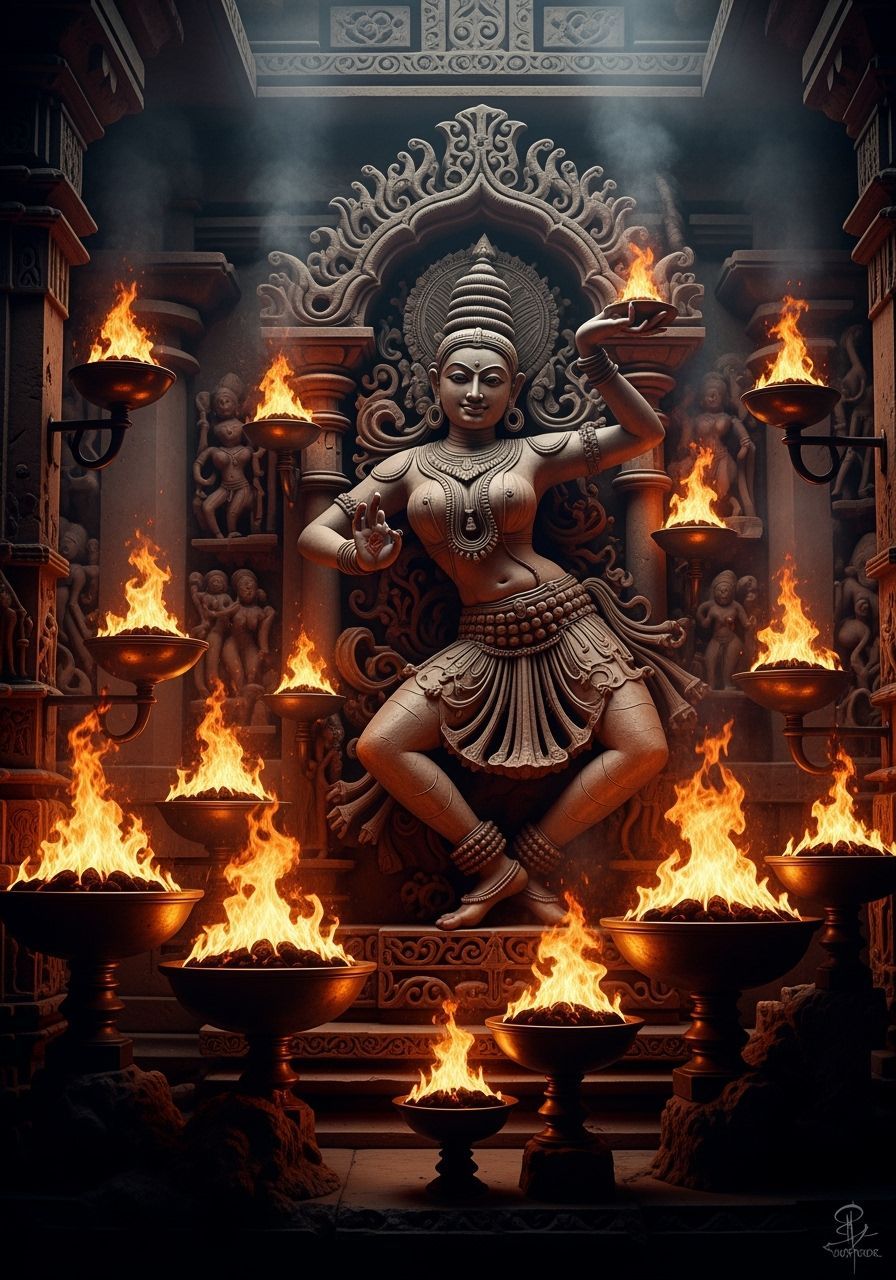 Khajuraho Temple Dancer in Dark Fantasy Style