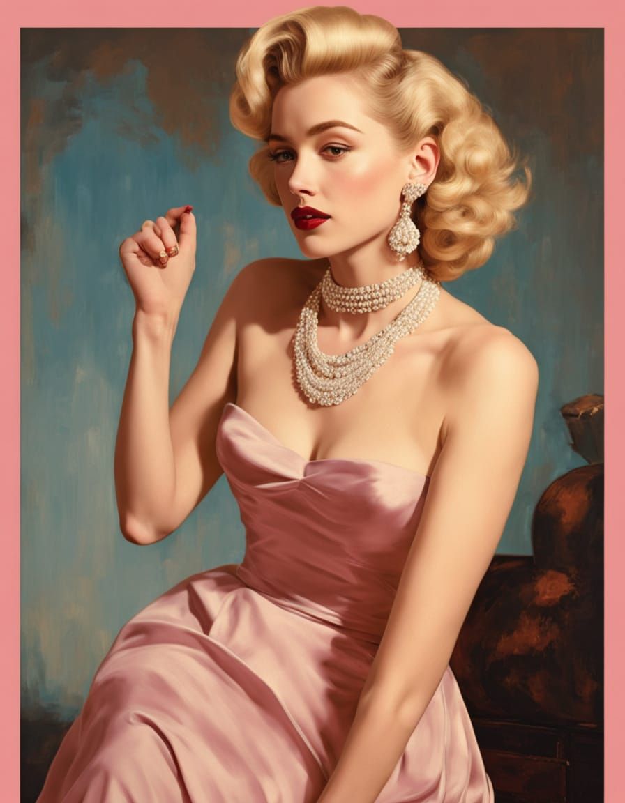 Vintage Hollywood Pin Up in Mike Ludlow Art Style