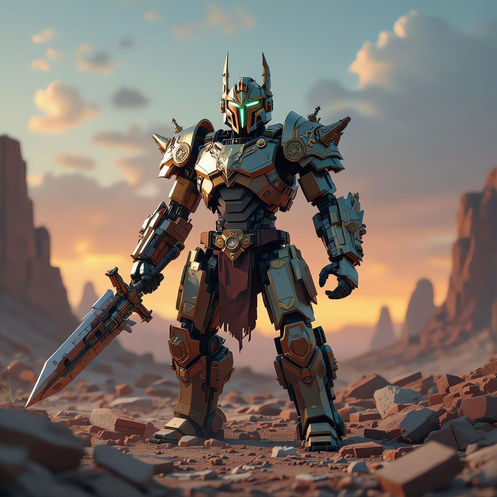 Lego Warrior in Battlefield: Detailed Matte Painting