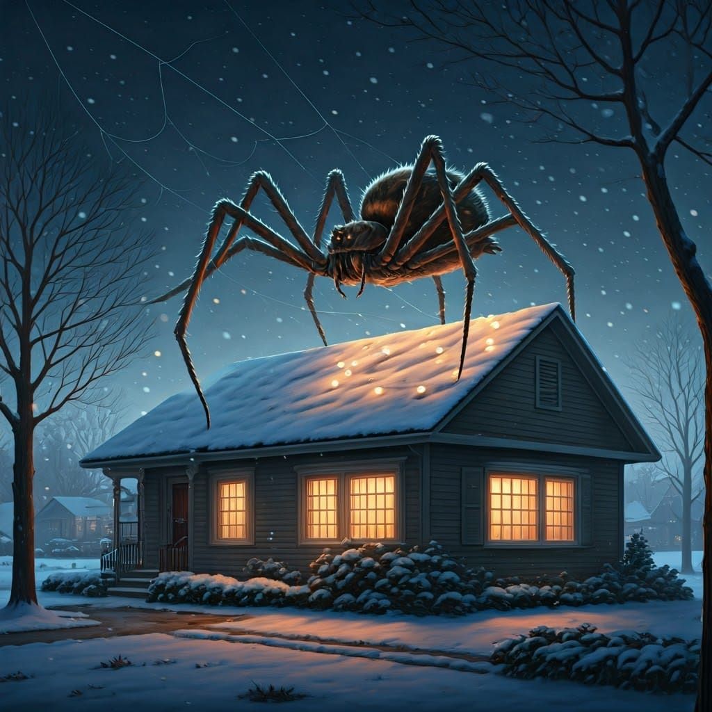 Gigantic Luminescent Spider Weaves Christmas Lights