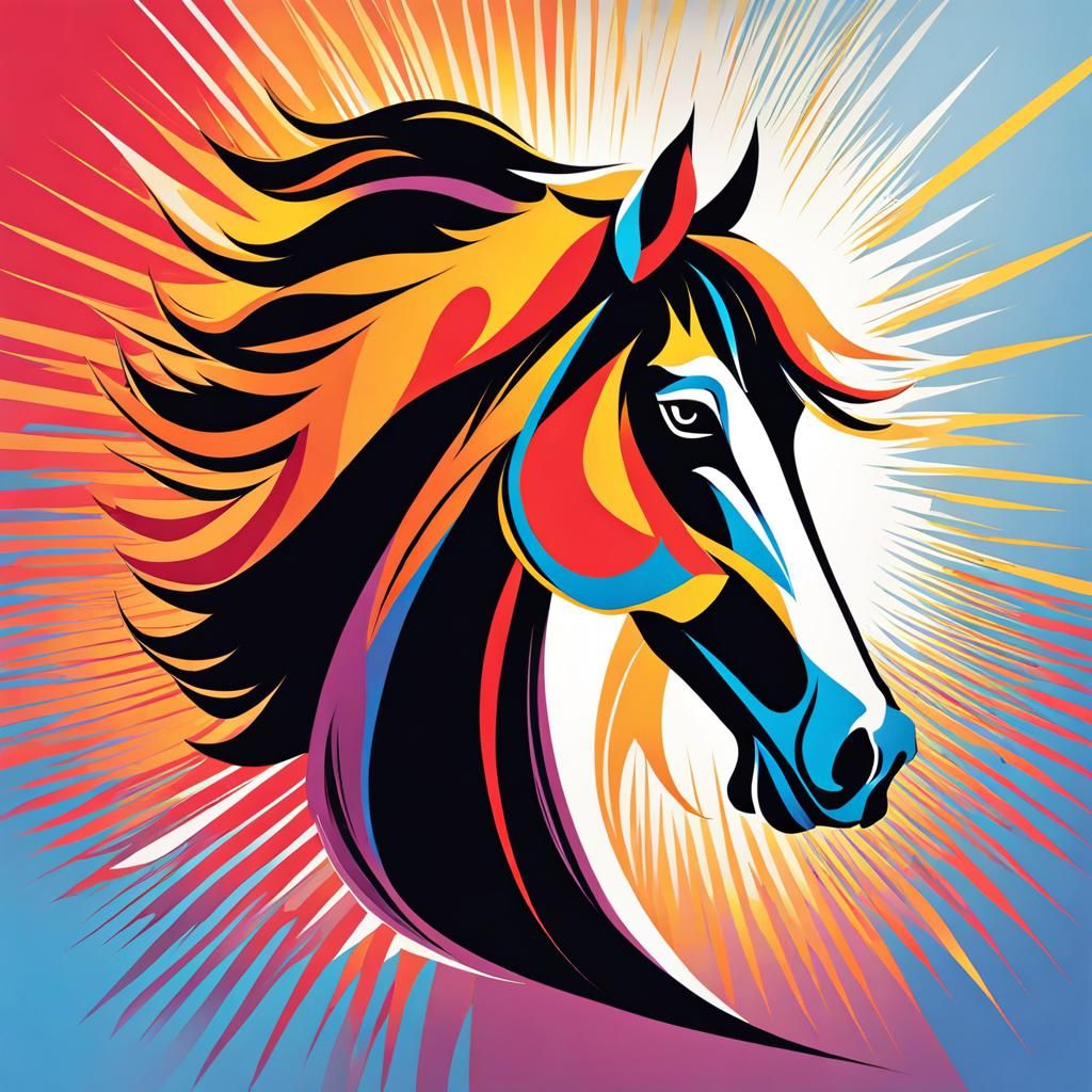 Stallion Head Icon in Hirschfeld Style