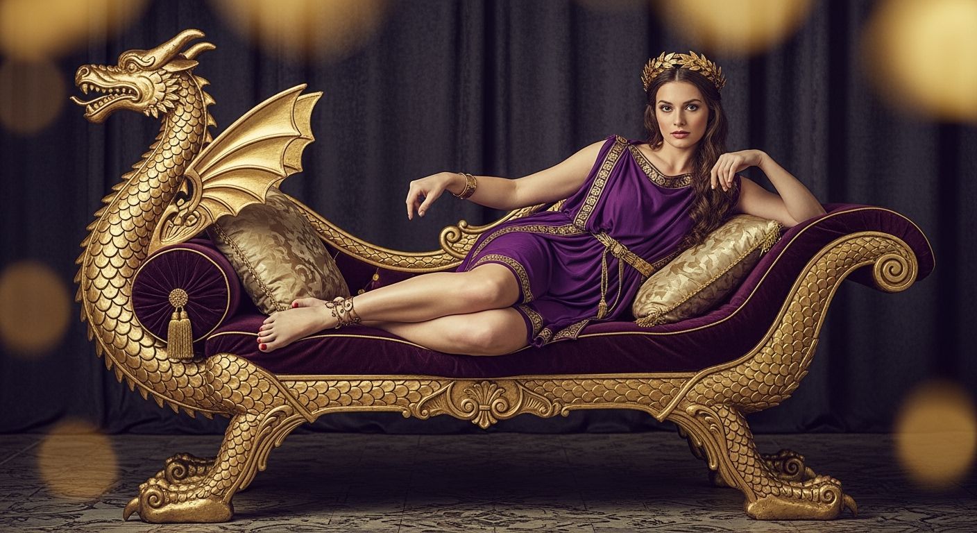 Roman Empress on Dragon Chaise Longue, Professional Photogra...