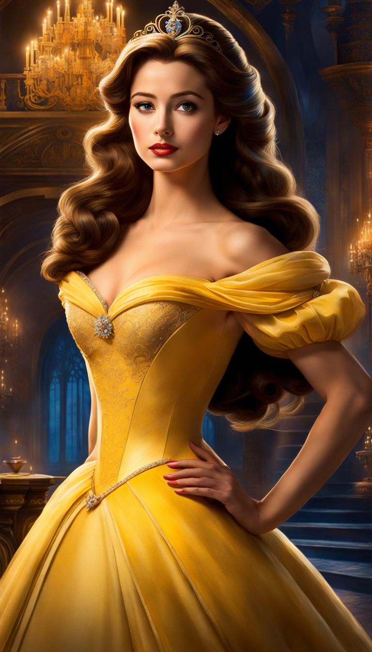 Belle in Yellow Gown: Vintage Movie Poster Art