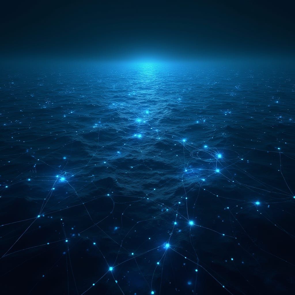 Glowing Oceanic Network: Futuristic Underwater Web