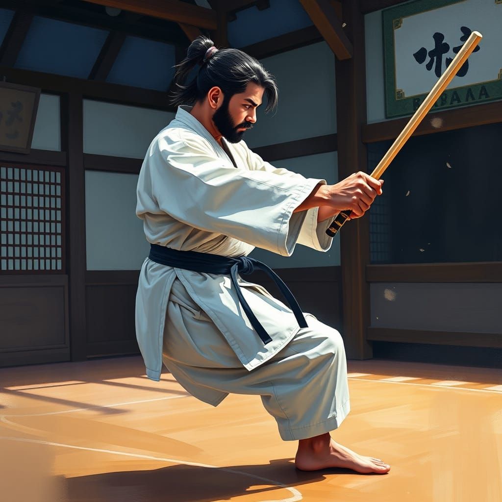 Karate Master Kata in Anime Impressionist Style