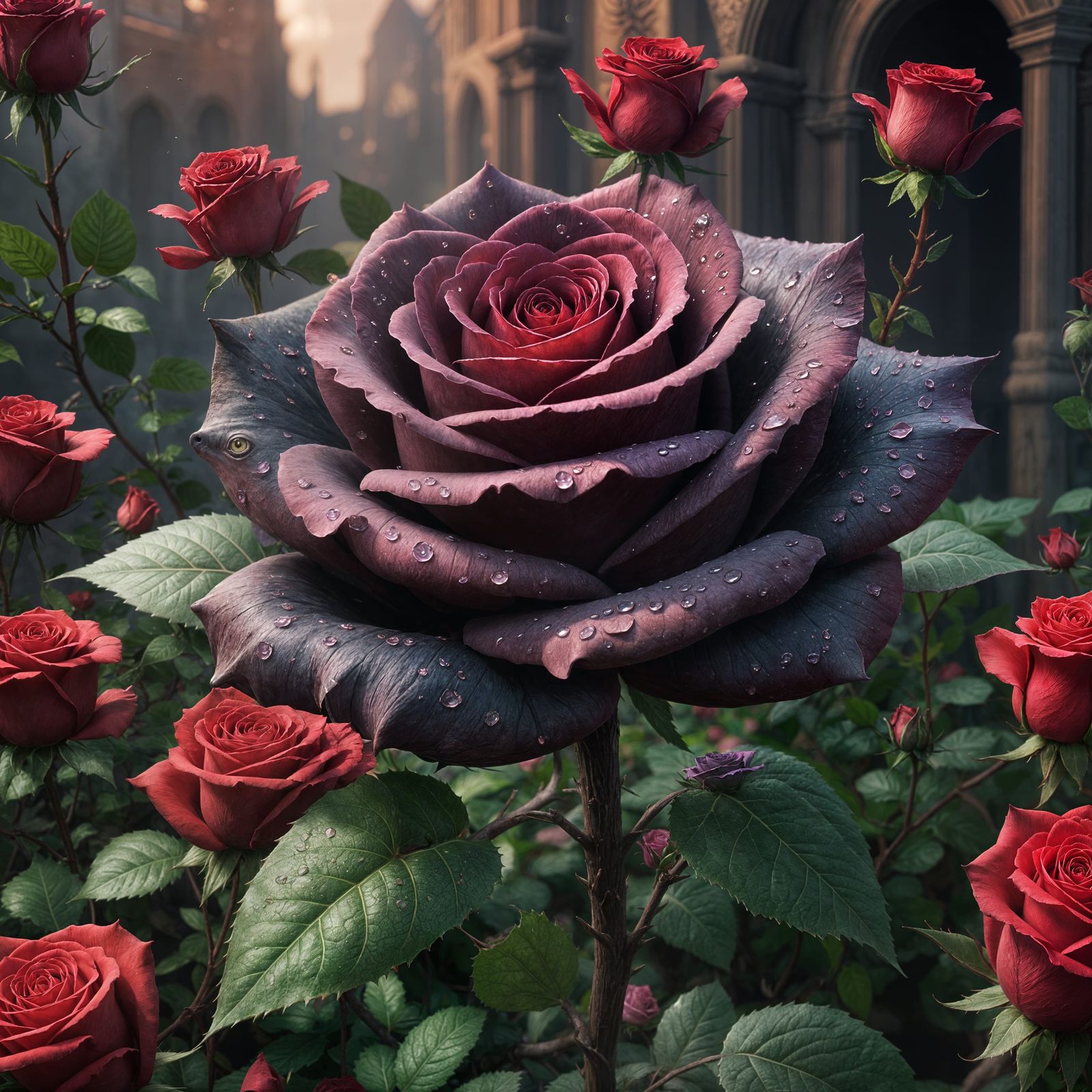 Intricate Roses Within Roses: Detailed Matte Painting