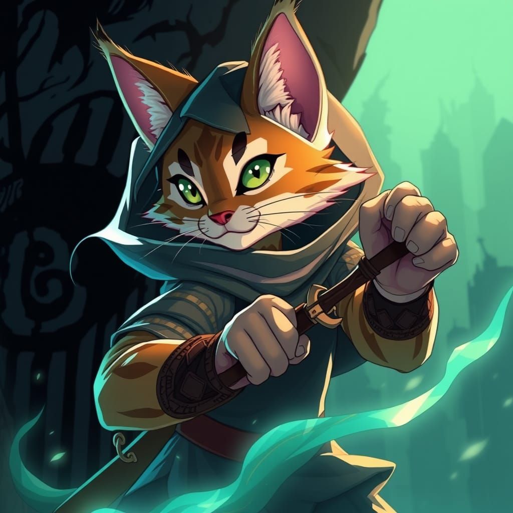 Tabaxi Thief in Anime Style