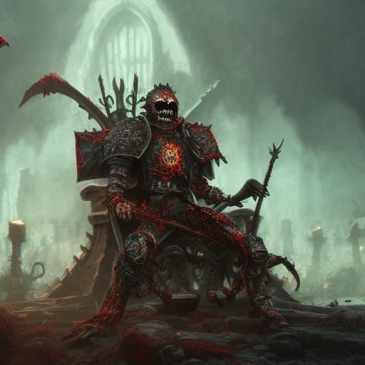 Rotting Zombie Knight on Skull Throne
