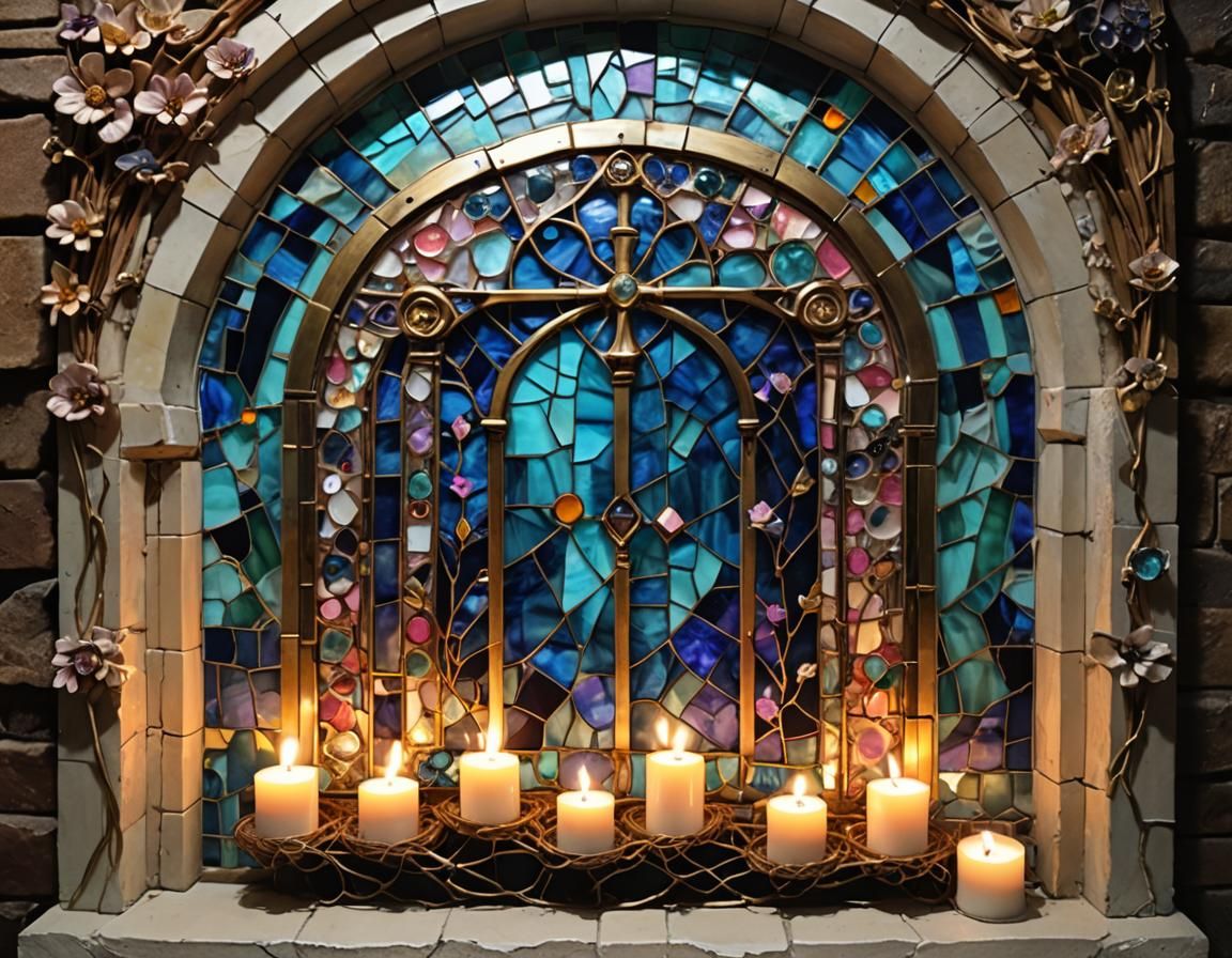 Hyperrealistic Stained Glass Ossuary Tunnels in Alcohol Inks