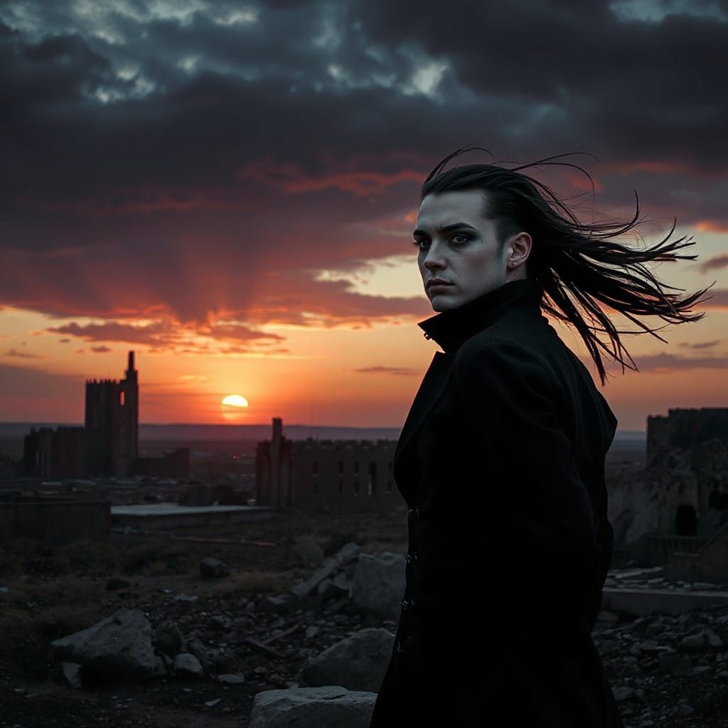 Defiant Figure in Post-Apocalyptic Ruins, Inspired by Black ...