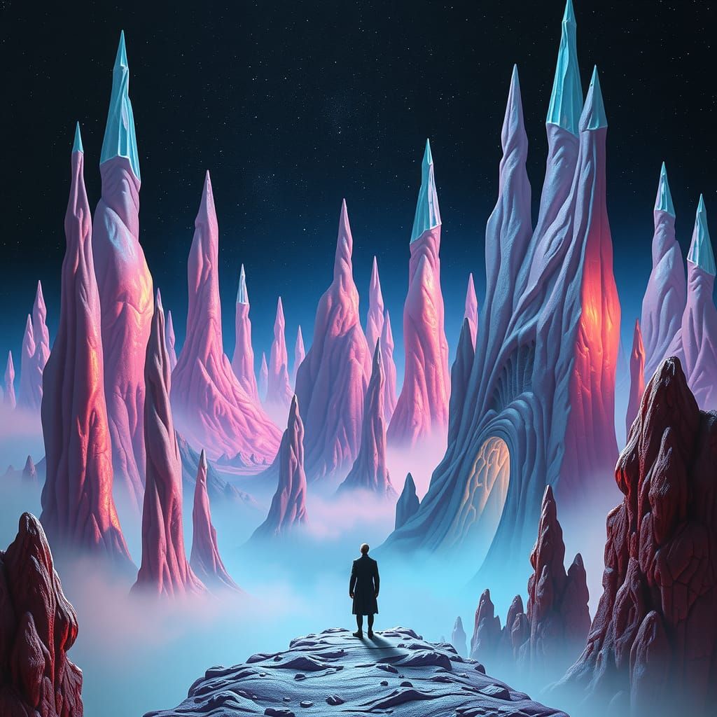 Surreal Landscape with Figure in Digital Art Style
