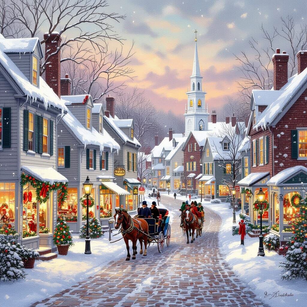 Christmas in a Quaint 1850s New England Town