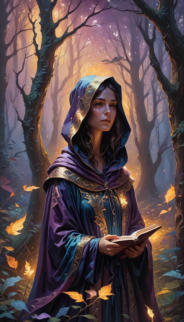 Mysterious Woman in Forest: Fantasy Concept Art