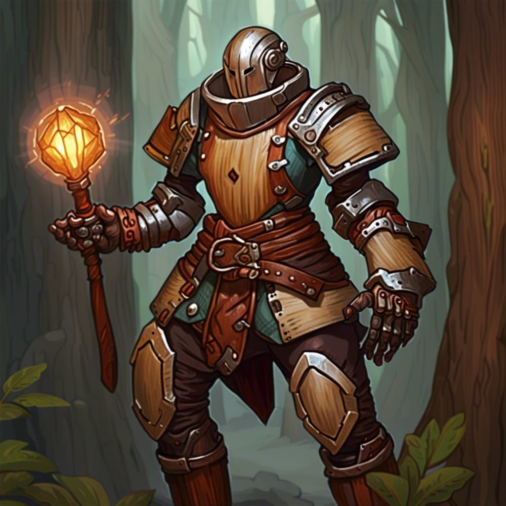 Wooden Warforged Artificer from Dungeons and Dragons