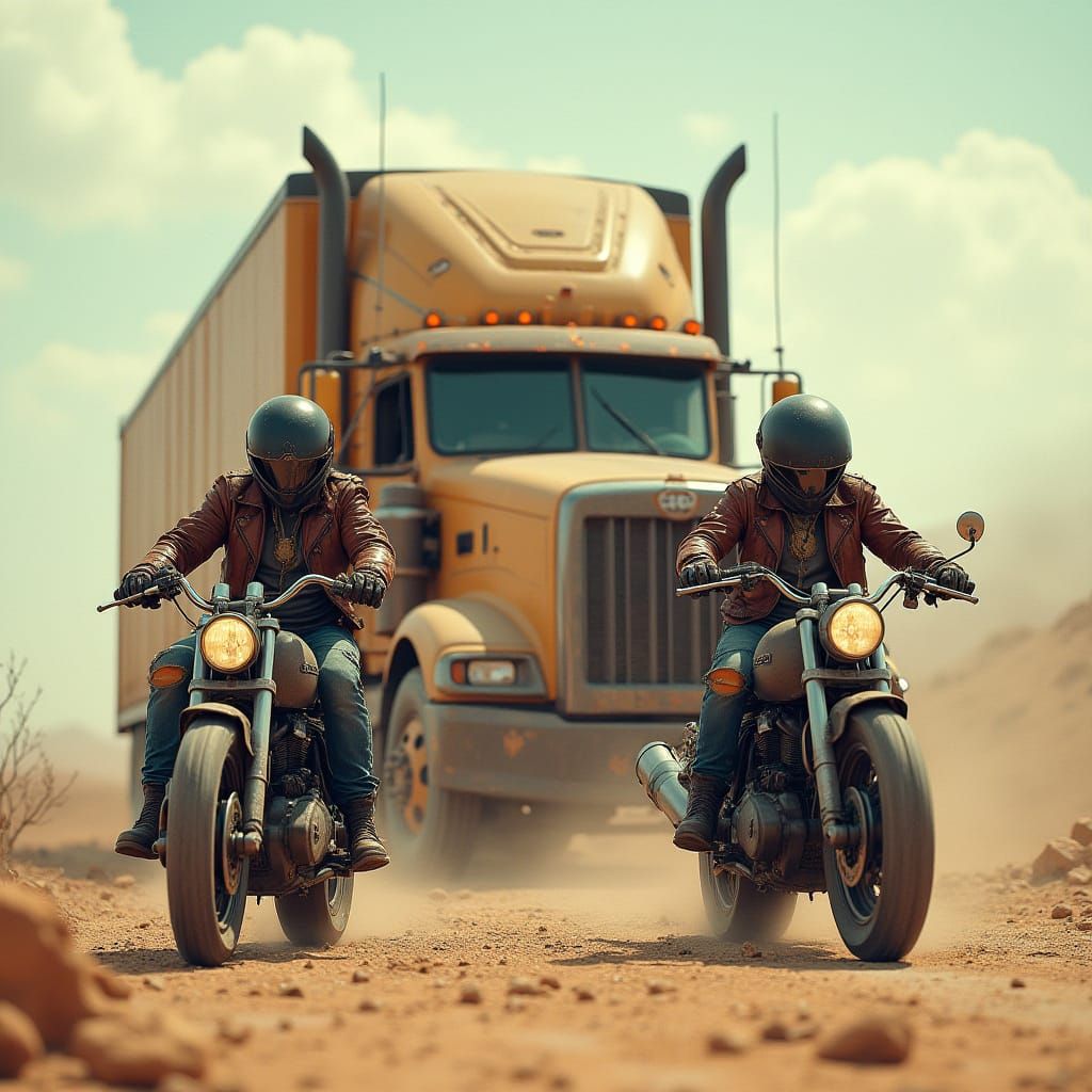 Motorcycle Gang Hijacks Lorry in Dystopian Wasteland