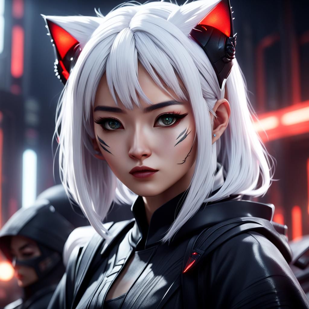 Sith Lord Asian Girl with Cat Ears in 8k