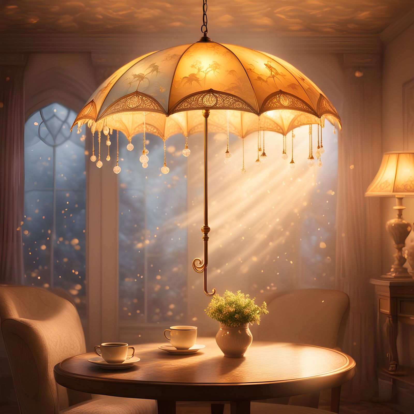 Ethereal Umbrella Lamp Illuminates Fantasy Living Room
