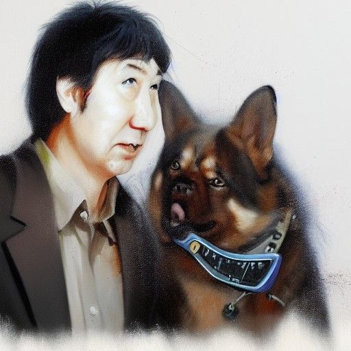 Post-Apocalyptic Clockpunk Art with Akita Inu, 3D Rendered