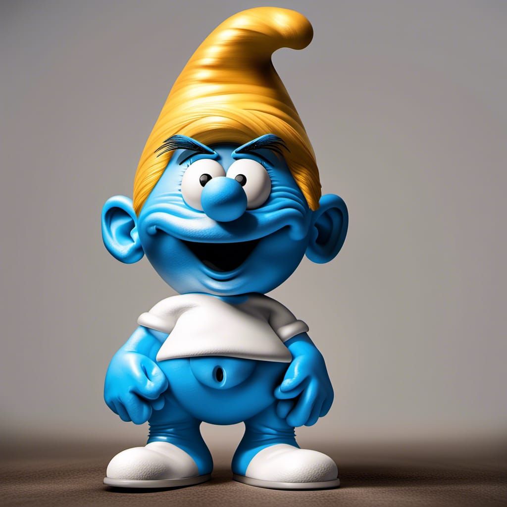 Surreal Smurf Trump Hybrid Photograph