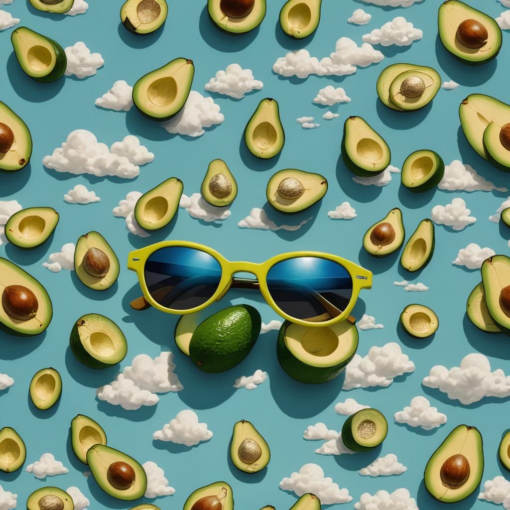 Avocado with Sunglasses in Hyperrealistic Style