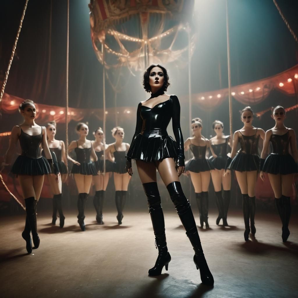 Suella Braverman dressed in black latex and black latex knee...